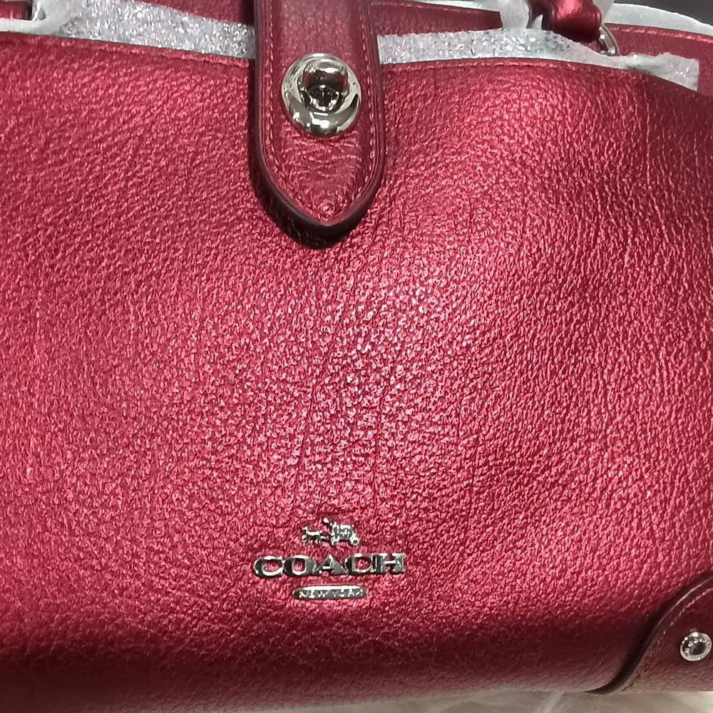 New Coach Mercer 24 Metallic Cherry Leather Satchel Shoulder Crossbody/handbag